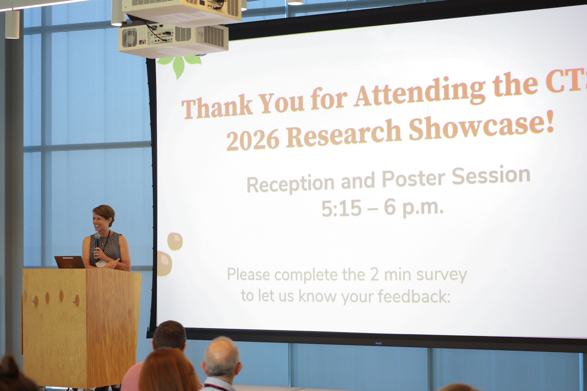 Dr Julie Johnson addressing attendees at the research showcase