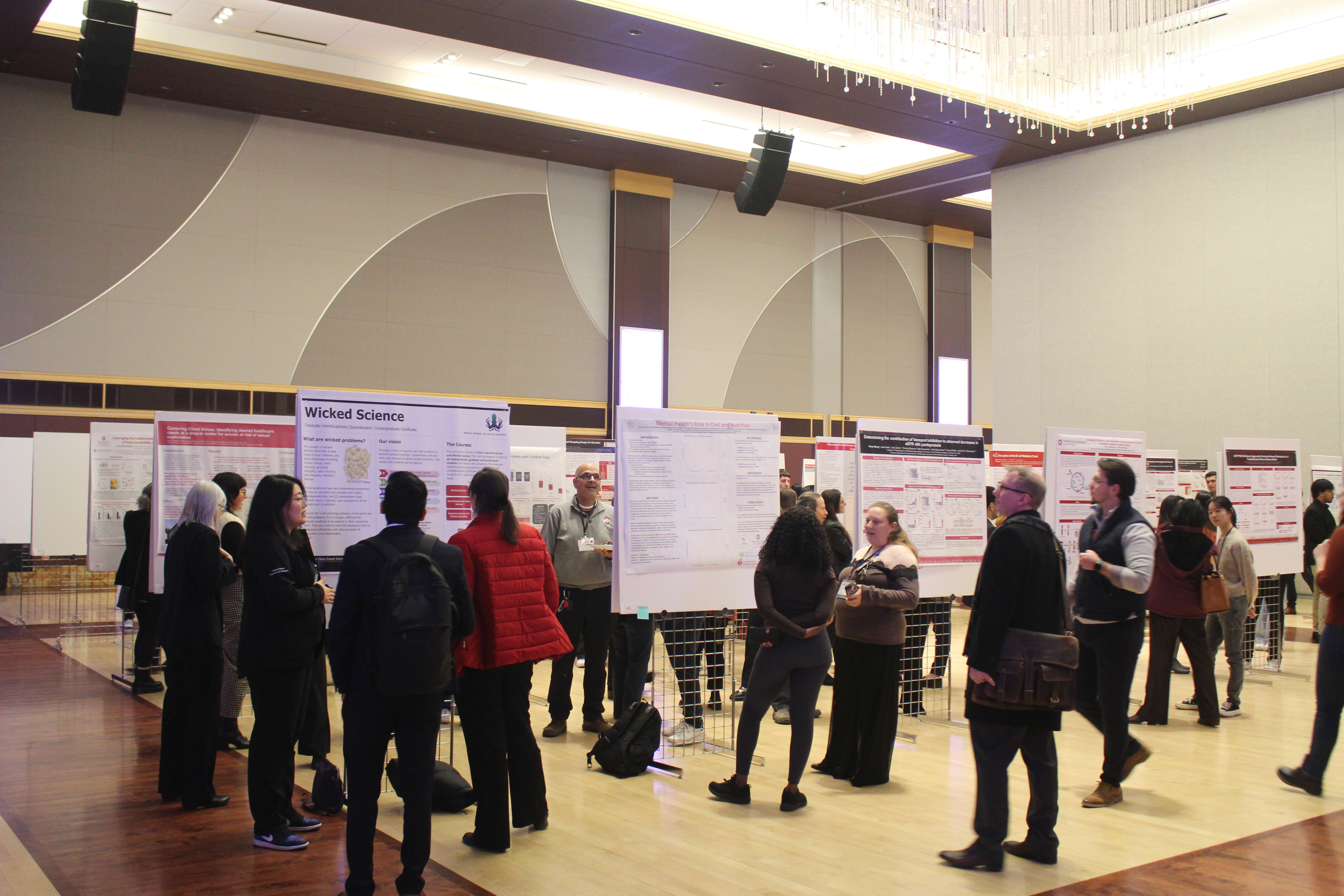 Group of people looking at scientific posters