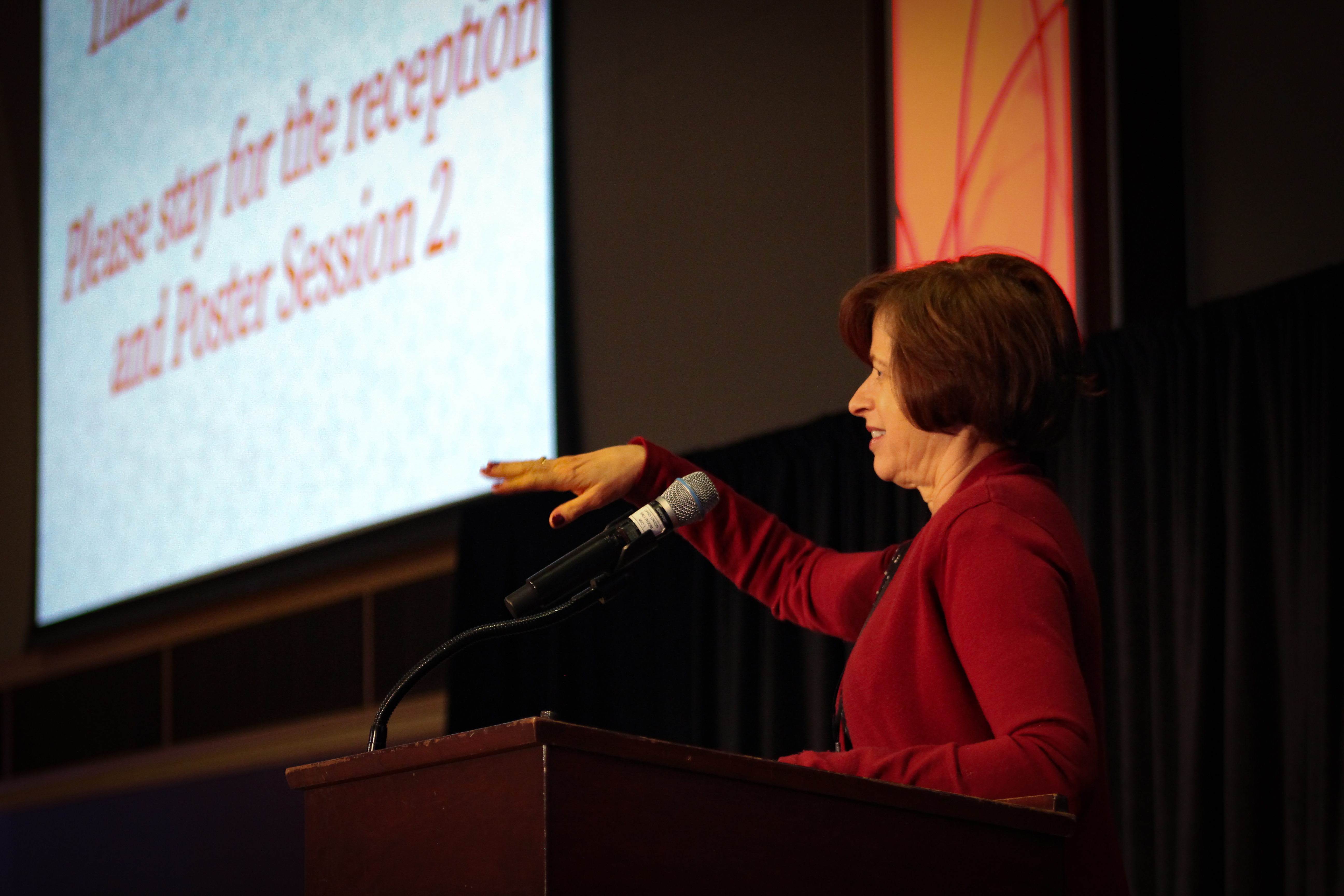 Julie Johnson addressing the attendees for closing remarks