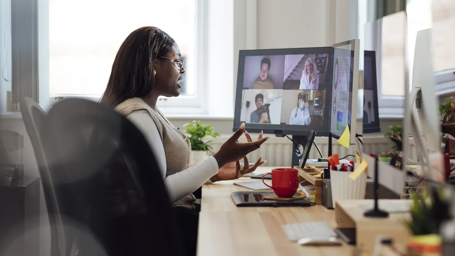 Woman on online meeting