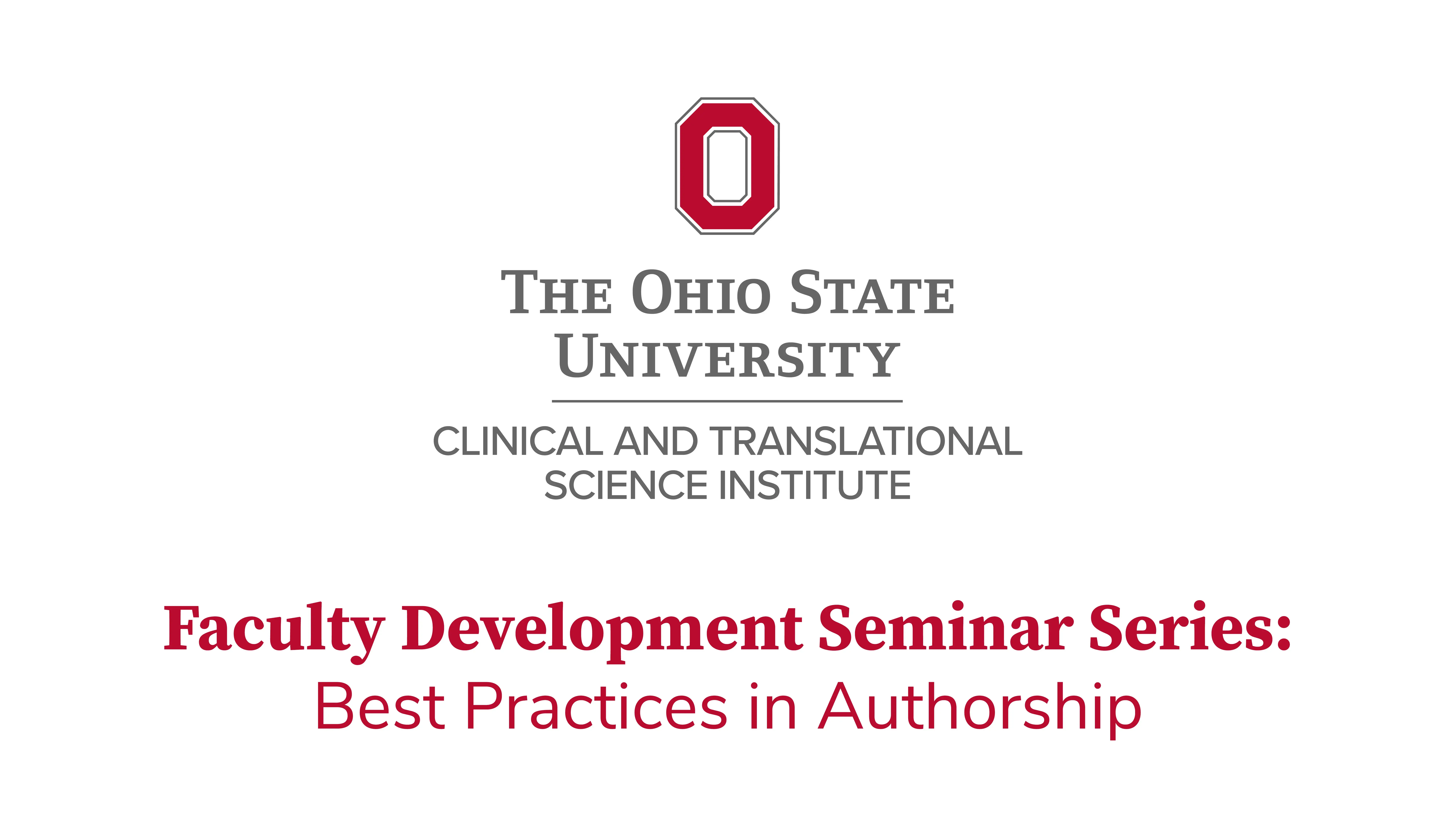 Cover of Faculty Development Seminar Series: Best Practices in Authorship