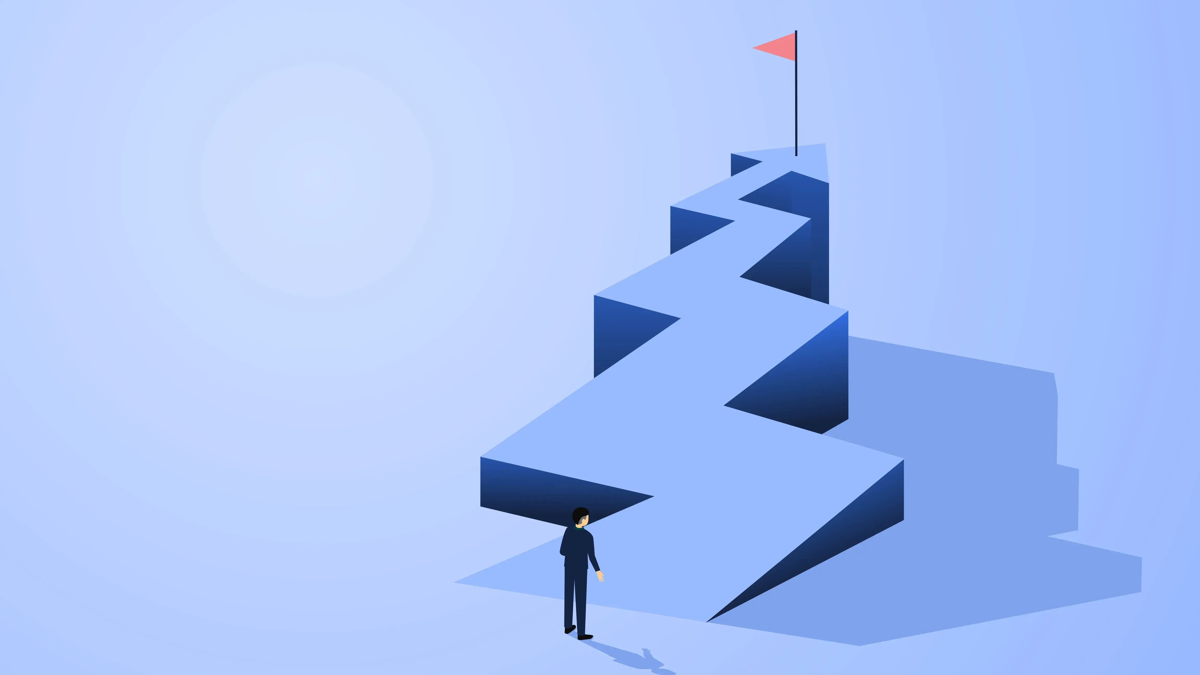 Business mentor helps to improve career, help and self development strategy flat style design business concept.